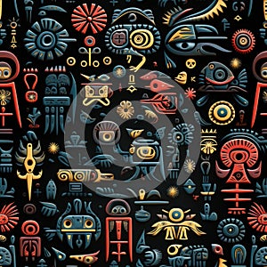 seamless pattern combines ancient glyphs from different cultures the universality of human communication by AI generated