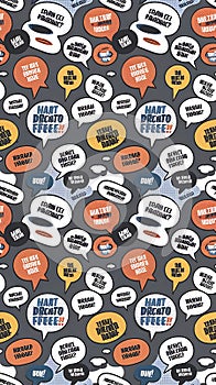 Seamless pattern comic speech bubbles vector illustration