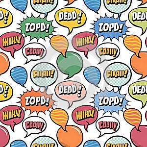 Seamless pattern comic speech bubbles vector illustration