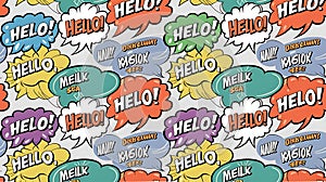 Seamless pattern comic speech bubbles vector illustration