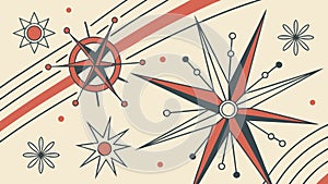 Seamless Pattern of Compass Rose & Starburst Elements, vector design Generative AI