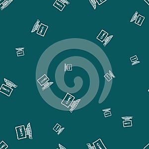 Seamless pattern of computer icons with software code. Children s drawing doodle