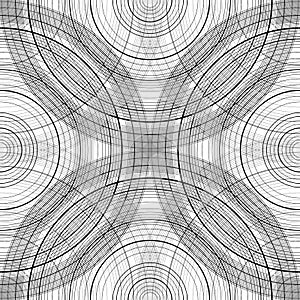 Seamless pattern with concentric circles. Black-white background scheme with arcs. Abstract texture