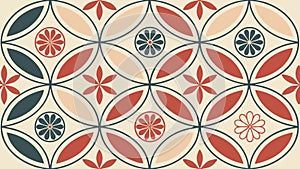 Seamless Pattern of Connected Geometric Abstract Shapes, vector design Generative AI