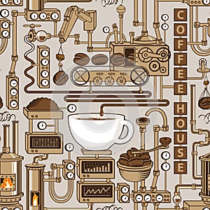 Seamless pattern with a conveyor coffee production