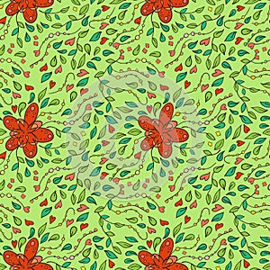 Seamless pattern with convoluted floral ornament.