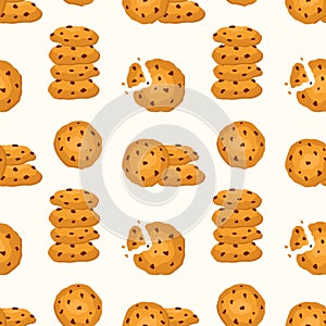 Seamless pattern of cookies with chocolate crumbs.