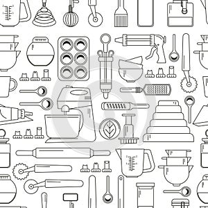 Seamless pattern cooking icons