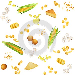 Seamless pattern with corn foodstuff