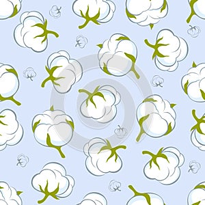 Seamless pattern with cotton plant