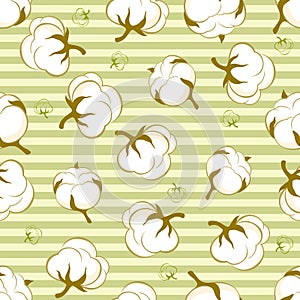 Seamless pattern with cotton plant