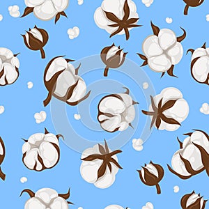 Seamless pattern with cotton plant. vector image