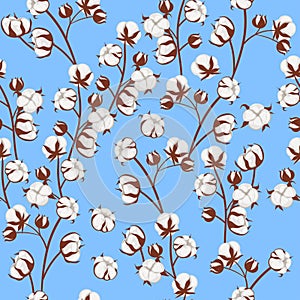 Seamless pattern with cotton plant. vector image