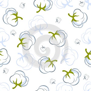 Seamless pattern with cotton plant