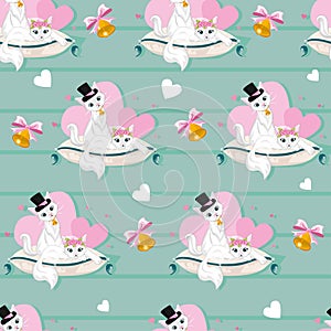Seamless pattern Couple of lovers of cats. Design for Valentine postcard