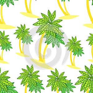 Seamless pattern couple of palm trees on the island.