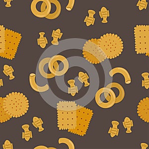 Seamless Pattern with Crackers and Bagels