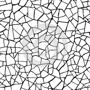 Seamless pattern. The cracks texture white and black.