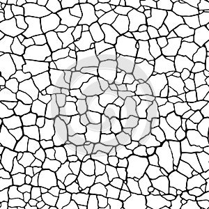 Seamless pattern. cracks texture white and black.