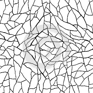 Seamless pattern. cracks texture white and black. Vector background.