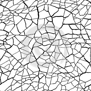 Seamless pattern. cracks texture white and black. Vector background