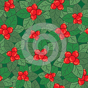 Seamless pattern with cranberry bushes.