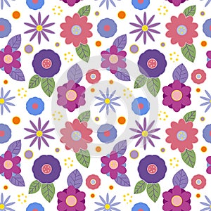 Seamless pattern with creative decorative flowers