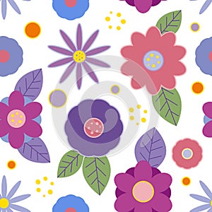 Seamless pattern with creative decorative flowers