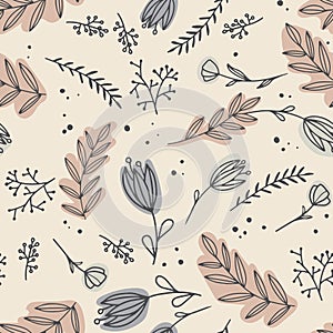 Seamless pattern with creative decorative flowers in paster colors. Great for fabric, textile.