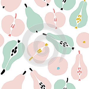 Seamless pattern with creative modern fruits.