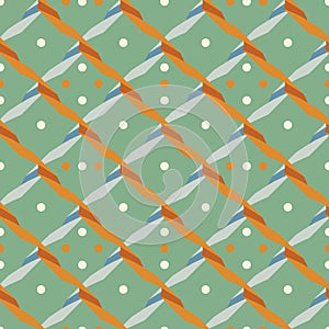 Seamless pattern with criss-cross serpentine and dots