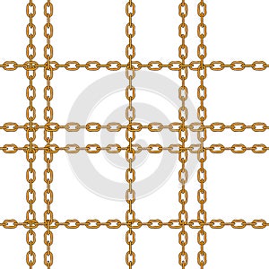 Seamless pattern cross golden chains on whiite background, vector illustration photo