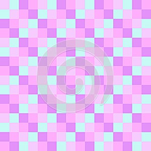 Seamless pattern with crossings of squares in pink, light blue and purple colors