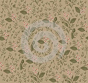 Seamless pattern Croton isolated flowers Vintage background Drawing engraving Vector illustration