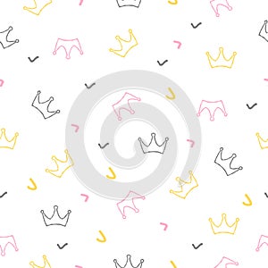 Seamless pattern crowns white background. Vector luxury illustration.