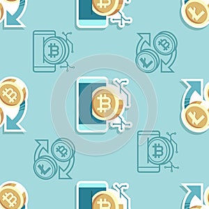 Seamless pattern cryptocurrency cartoon