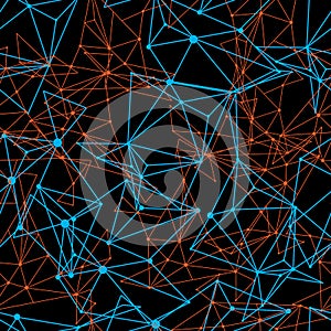 Seamless pattern of crystal cells on black background