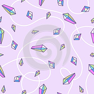 Seamless pattern from crystal rainbow quartz in pastel colors