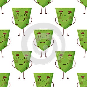 Seamless pattern Cucumber-shaped patch pocket. Character pocket cucumber. Cartoon style. Design element.