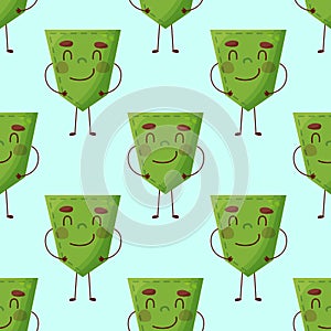 Seamless pattern Cucumber-shaped patch pocket. Character pocket cucumber. Cartoon style. Design element.