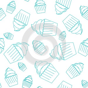 Seamless pattern of cupcakes