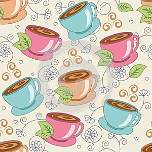 Seamless pattern with cups