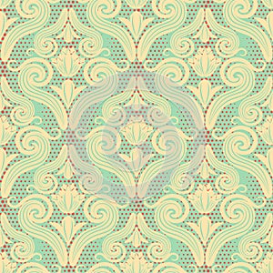 Seamless pattern of curls in the Damascus style. Beautiful texture background in vintage shades for wallpapers, wrapping paper and