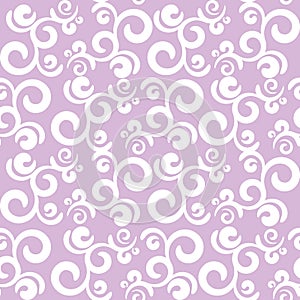 Seamless pattern curls elements, white and lilac colors