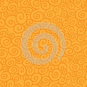 Seamless pattern with curls on orange background.