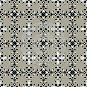 Seamless pattern, curly abstract mesh, geometric elements from rhombuses and squares