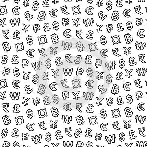 Seamless pattern with currency symbols