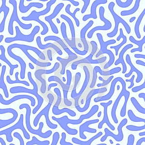 Seamless pattern with curves in blue colors. Abstract maze with rounded shapes. Design for print, fabric, wallpaper