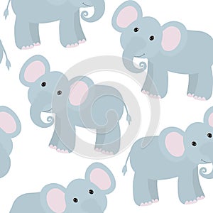 Seamless pattern cute animal elephant vector illustration