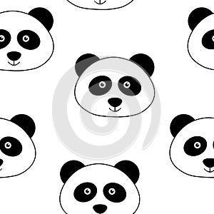 Seamless pattern Cute Animal Panda Face Children Illustration